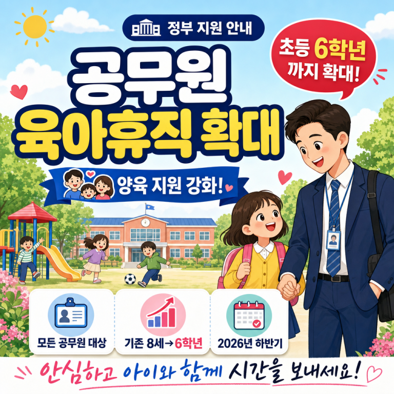 공무원 육아휴직 초등 6학년까지 확대 — 2026년 6월 시행, 수당 총정리