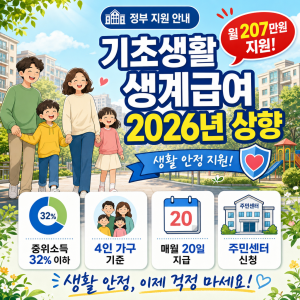 기초생활 생계급여 월 207만 원 상향 2026 — 수급 자격과 신청 절차