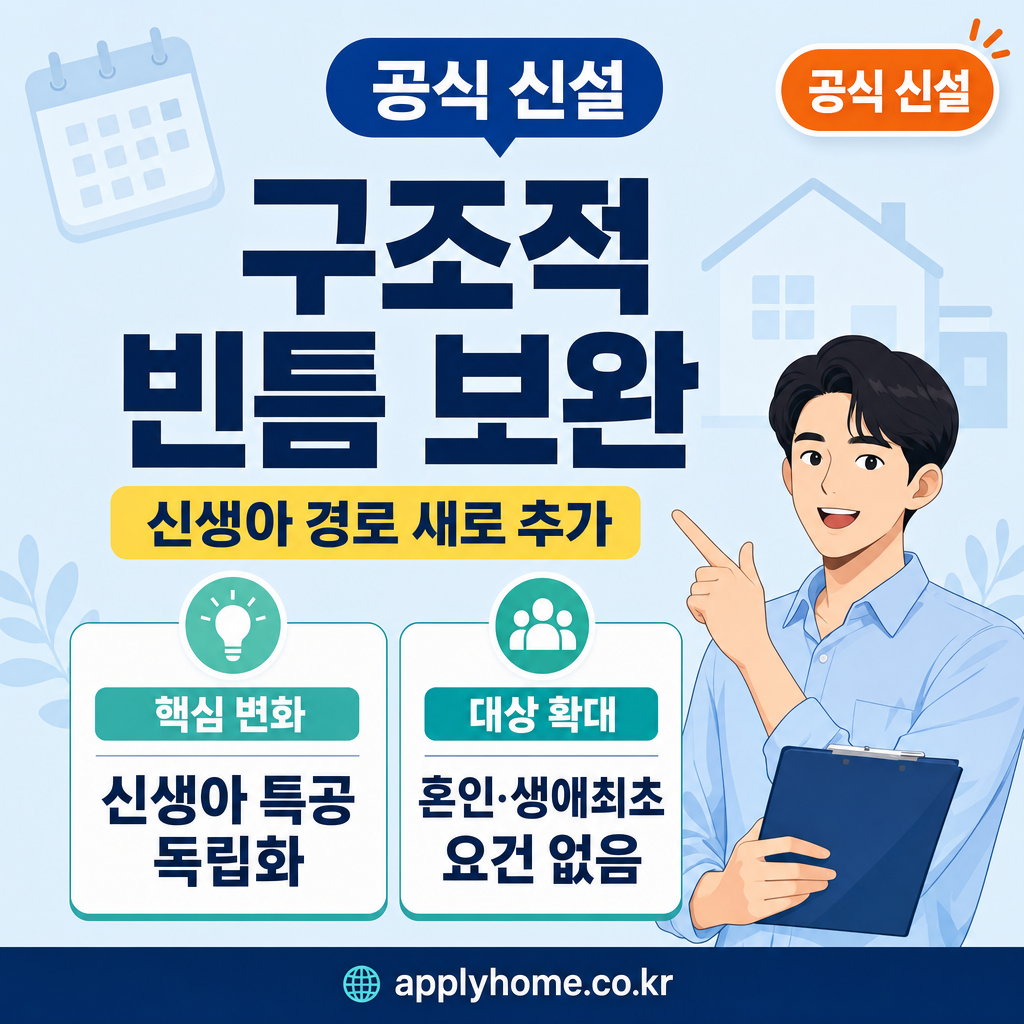 민영주택 신생아 특공이 신설된 이유 — 기존 신혼부부·생애최초 특공과 무엇이 달라졌나