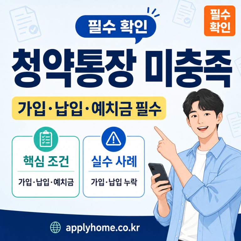 민영주택 신생아 특공 청약통장 조건 — 가입 기간·납입 횟수·예치금 3가지 모두 채워야 하는 이유